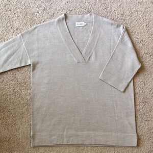 NEW The Reset R|Label Tan Wool Short Sleeve V Neck Sweater Shirt